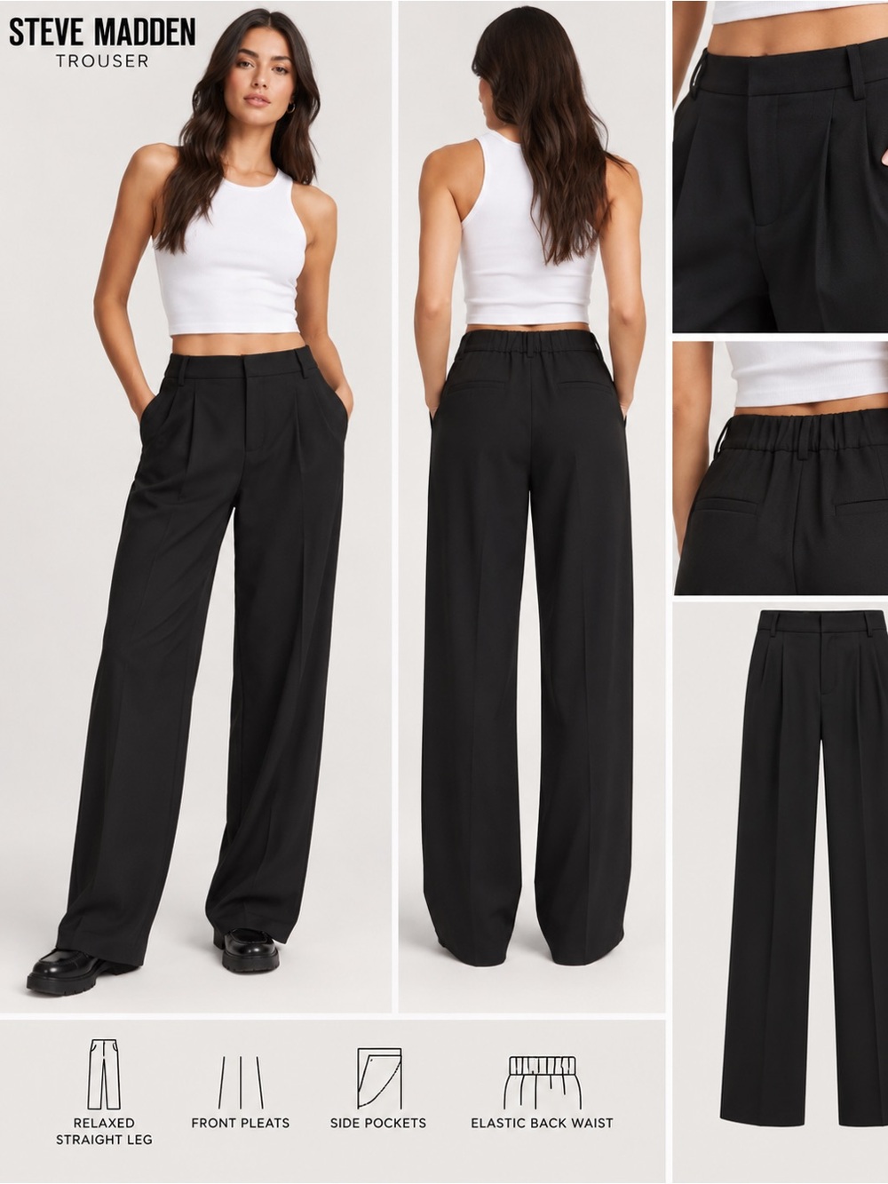 NWT Steve Madden black tailored wide leg trousers 🖤